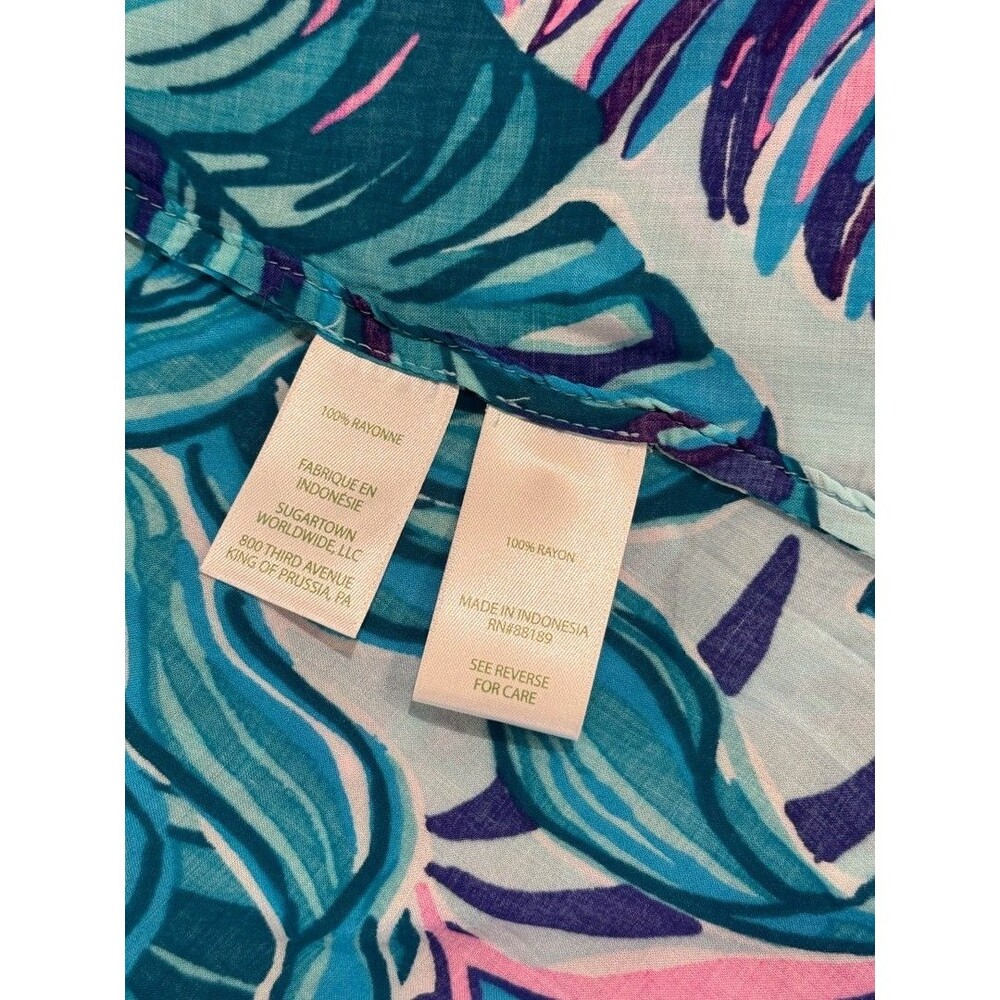 Lilly Pulitzer Dress Blue Natalie Shirtdress Cover Up Mini Floral Beach 2XS - Picture 10 of 11